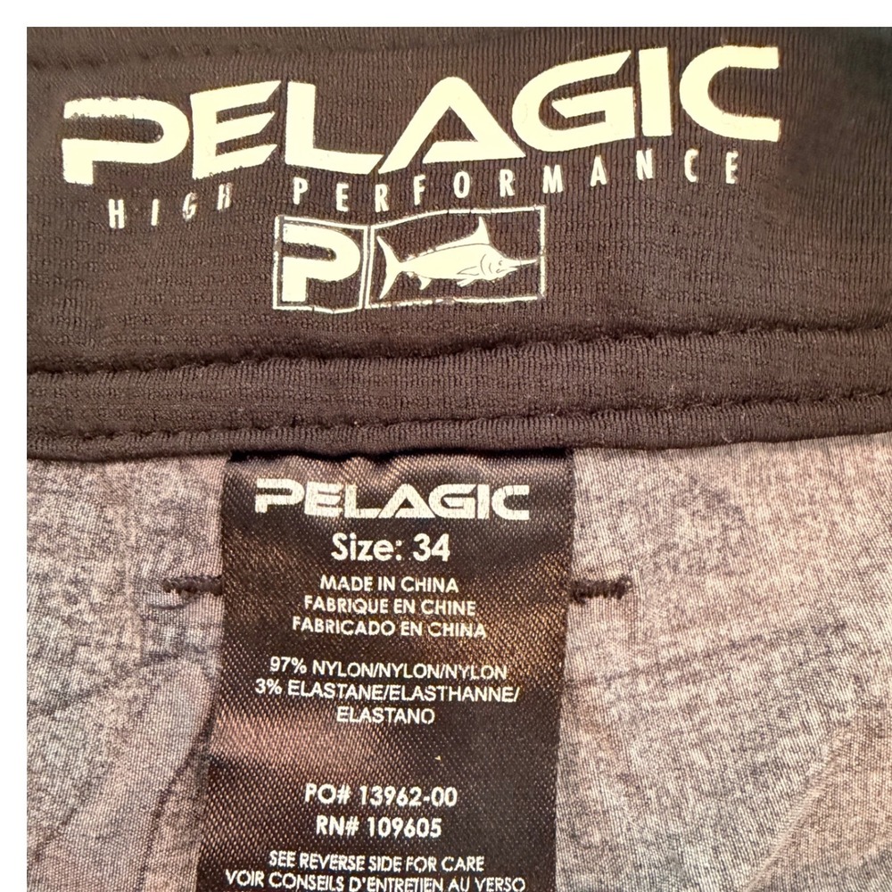 Pelagic Mens Hybrid Cargo Shorts Grey Camo Fishing Outdoor Stretch Size 34 - Picture 7 of 9